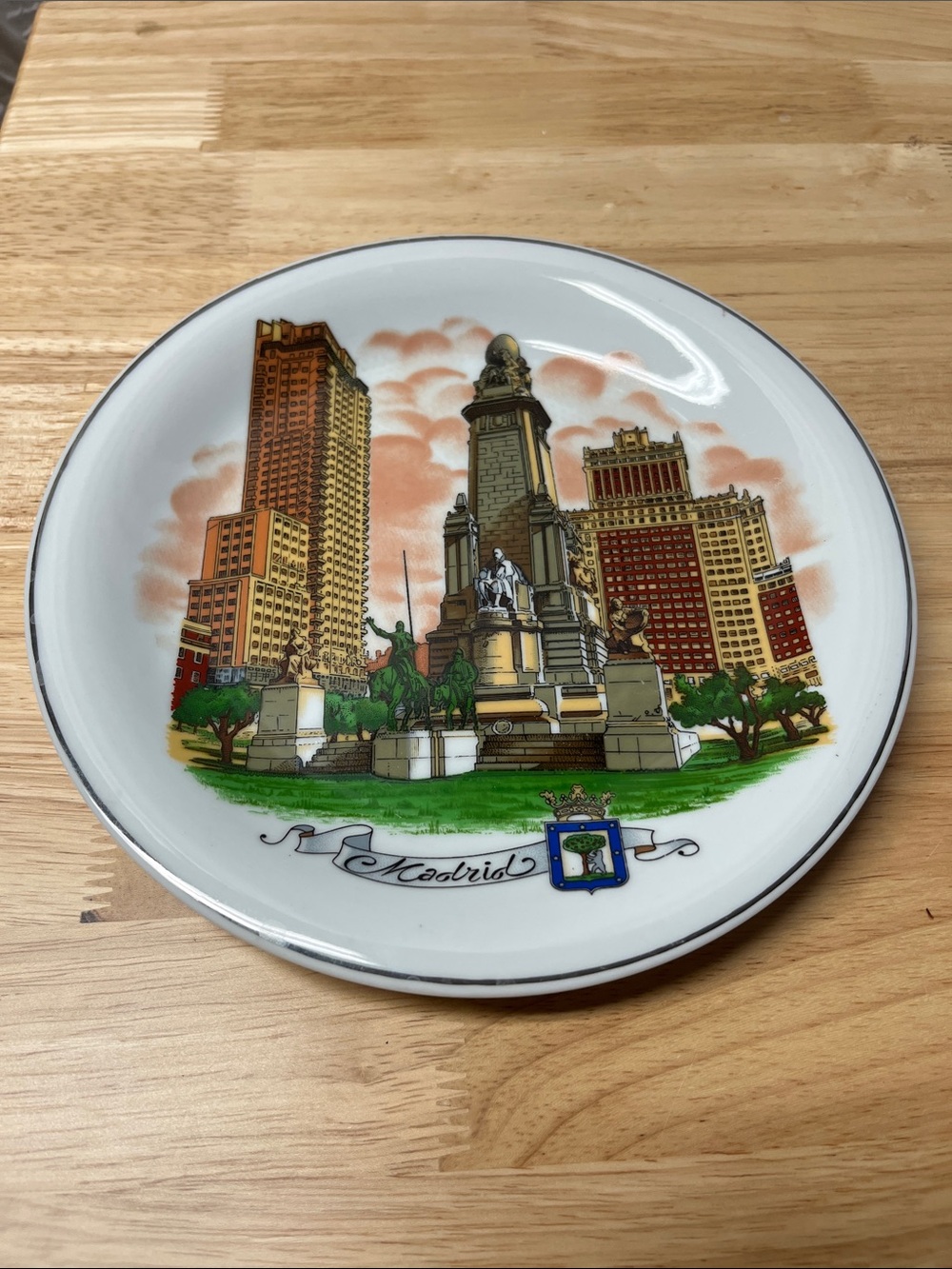 Vintage Madrid Spain Souvenir Decorative Porcelain Plate 7.5"
